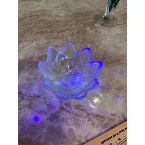 BLENKO 2 Clear BLUE Glass Lotus Flower BOWLS One Size